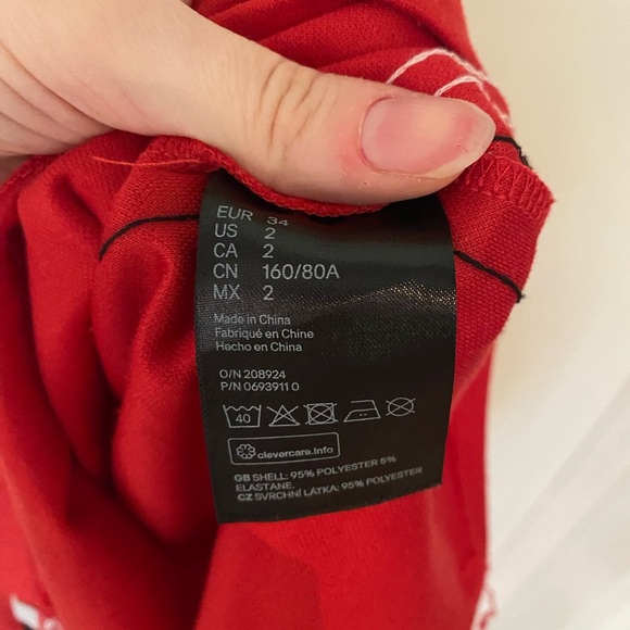 H&M bodycon dress - red with white and black stripes down side - Picture 6 of 7